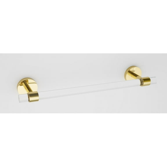 Alno A7220-18 Contemporary Acrylic 18" Wide Clear Towel Bar - Brass