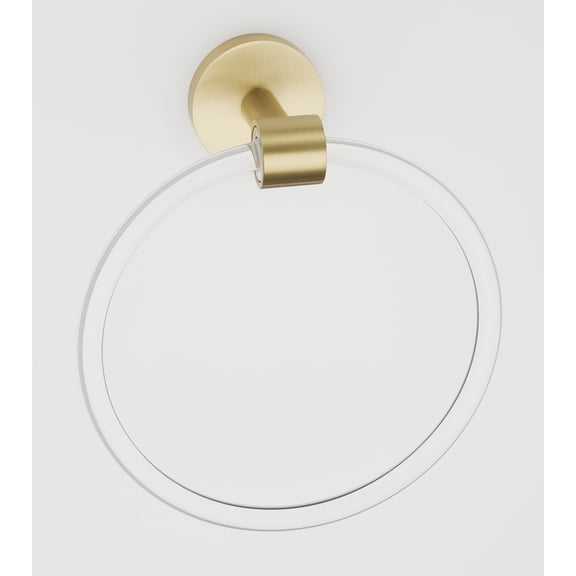 Alno A7240-SB Contemporary Acrylic 6" Diameter Towel Ring - Brass