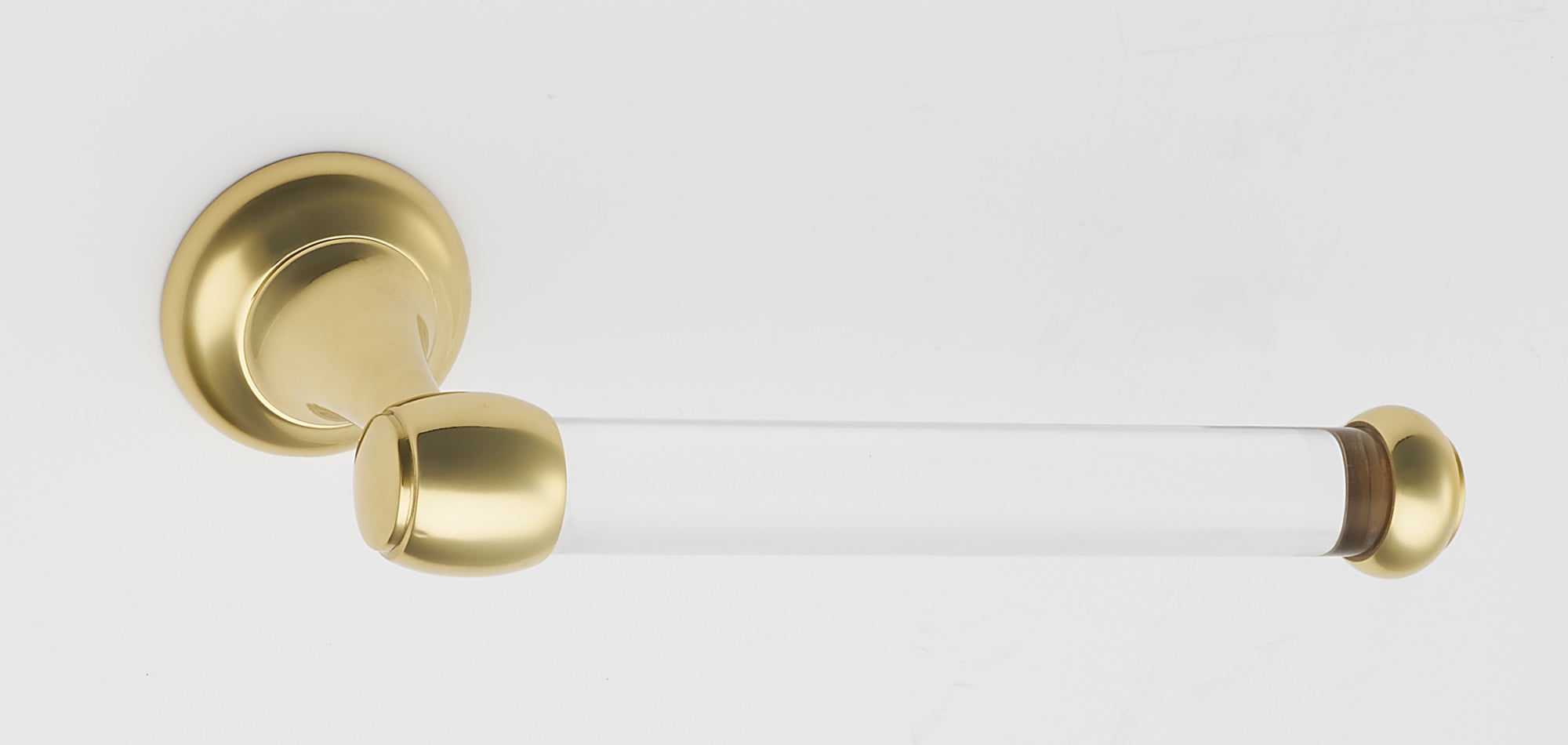 Polished Brass and Acrylic Wall Mounted Toilet Paper Holder