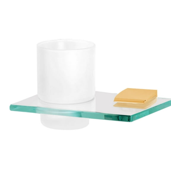 Alno A7470 Manhattan 7" Wide Wall Mounted Frosted Glass Bathroom Tumbler - Brass