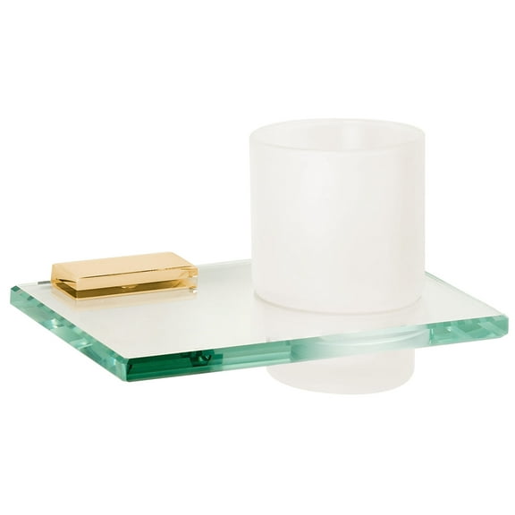 Alno A7570 Arch 7" W Wall Mounted Frosted Glass Bathroom Tumbler Cup - Brass