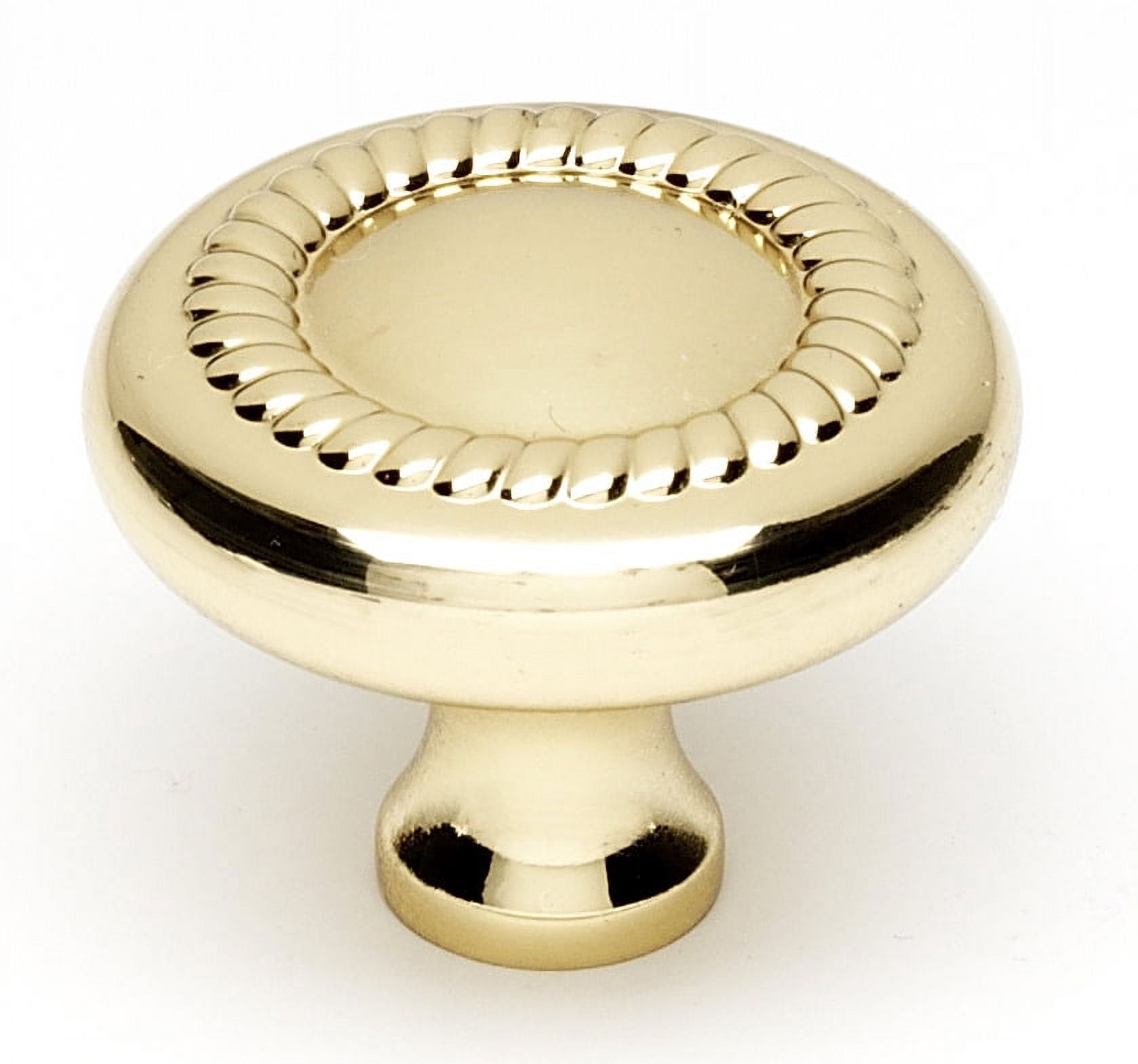 Alno A812-38-PB/NL Rope 1-1/2" Round Traditional Solid Brass Mushroom Cabinet Knob /