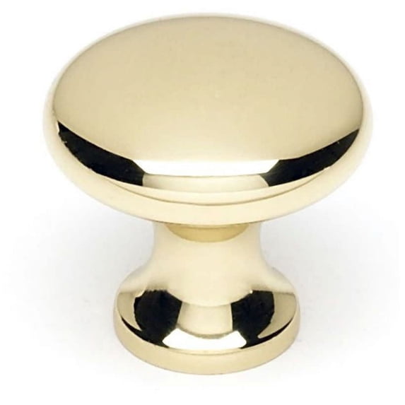 Traditional Round Knob, Polished Brass, 1" H x 1" W x 0.56" D (Set of 2)