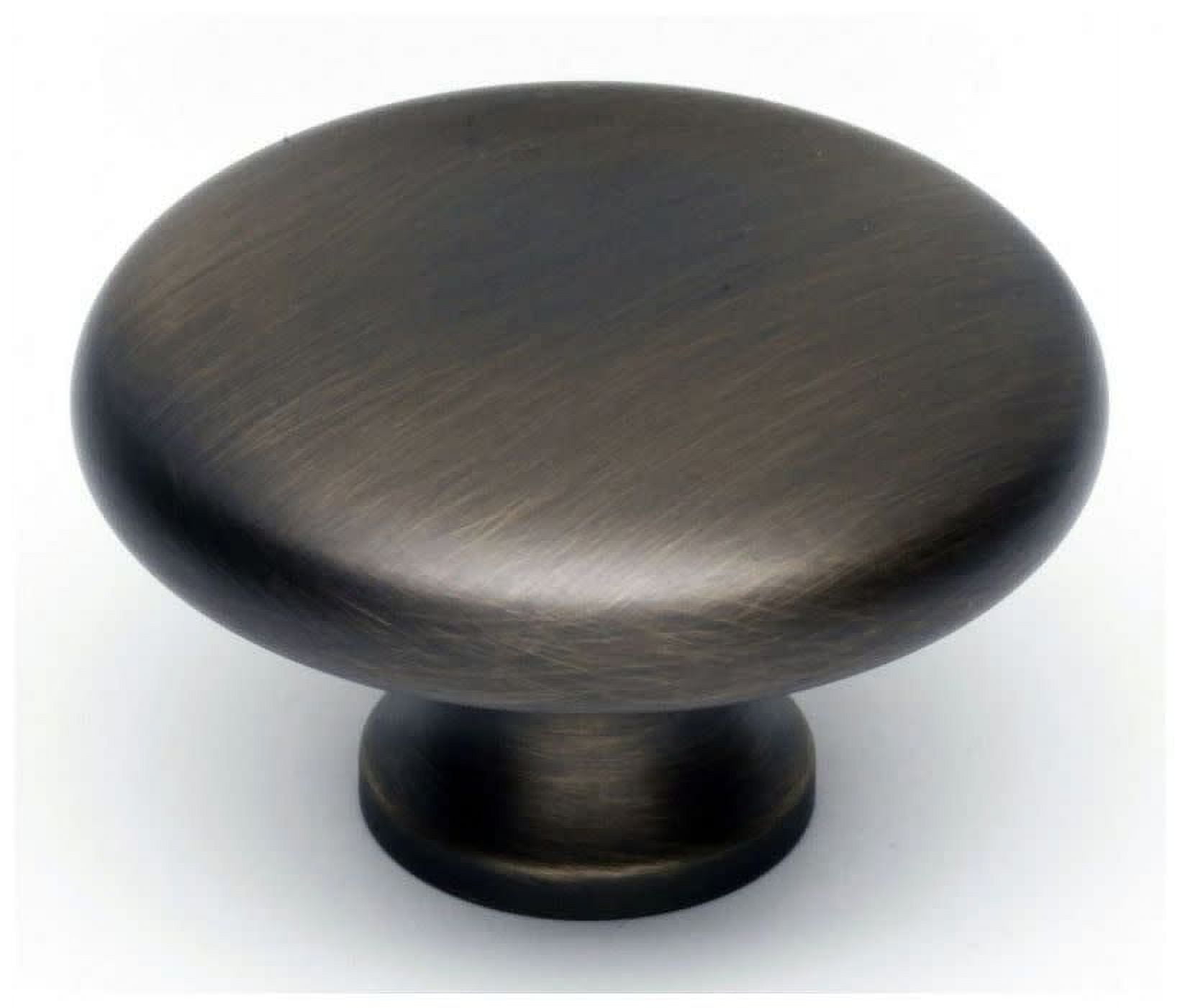 Traditional Round Knob, Antique English Matte, 1.25" H x 1.75" W x 0.81" D (Set of 2)
