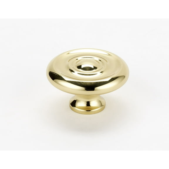 Alno A817-14 Classic Traditional 1-1/4" Ringed Round Mushroom Solid Brass Cabinet Knob /