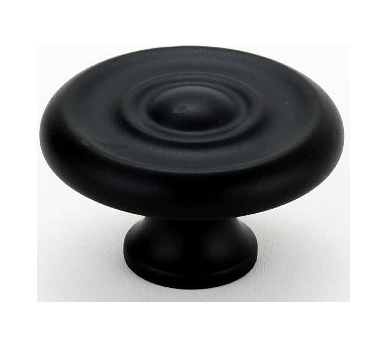 Traditional 0.75" Round Knob, Matte Black, 1" H x 1.75" W x 0.75" D (Set of 2)