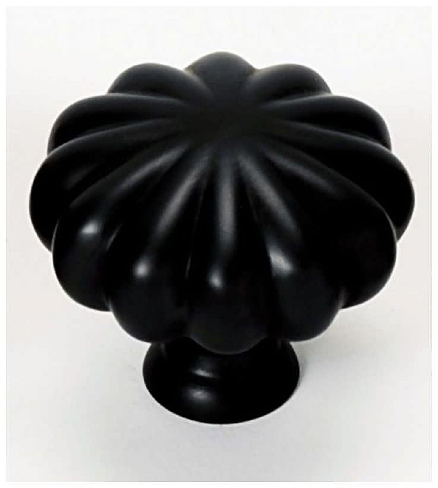 Traditional Round Knob, Matte Black, 1.25" H x 1.5" W x 0.5" D