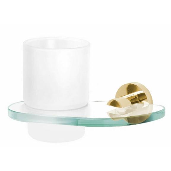 Alno A8370 Contemporary I Wall Mounted Frosted Glass Tumbler - Brass