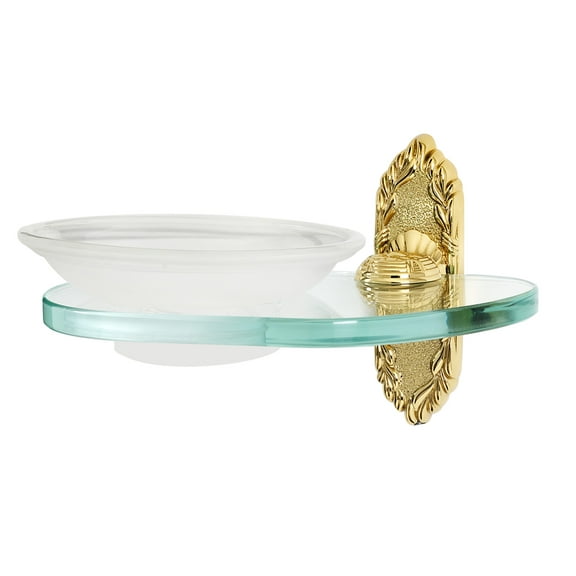 Alno A8530 Ribbon & Reed 4-1/2" W Floating Frosted Glass Bathroom Soap Dish - Brass