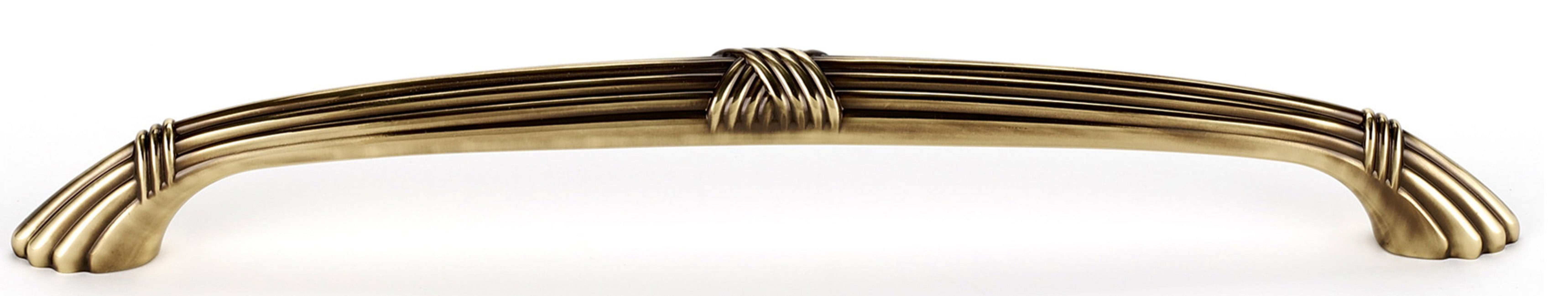Ribbon and Reed 6" Center Arch Pull, Polished Antique
