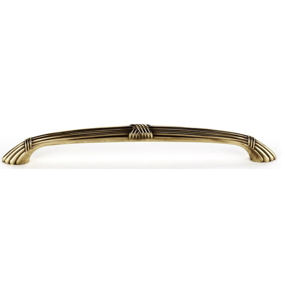 Ribbon and Reed 6" Center Arch Pull, Polished Antique