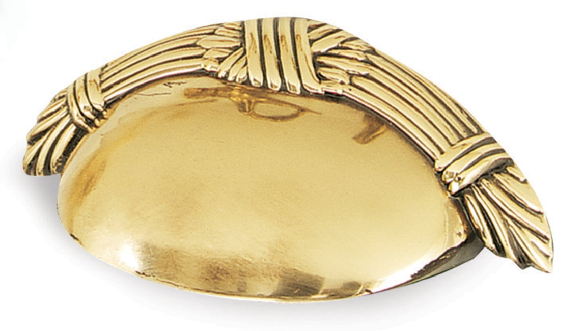 Alno A882-3-PB/NL Ribbon & Reed 3" Center To Center Luxury Solid Brass Cabinet Cup Handle