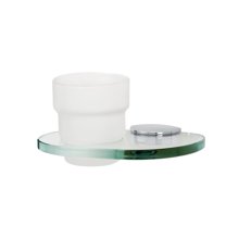 Alno A8970 Euro 7" Wide Floating Frosted Glass Bathroom Cup Tumbler - Chrome