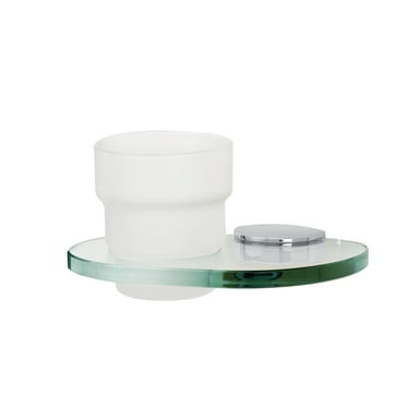 Alno A8970 Euro 7" Wide Floating Frosted Glass Bathroom Cup Tumbler - Chrome