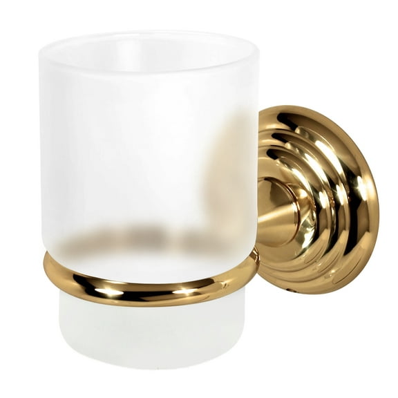 Alno A9070 Embassy 3' W Floating Frosted Glass Bathroom Cup Tumbler - Brass