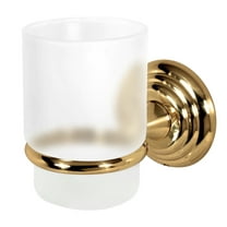 Alno A9070 Embassy 3' W Floating Frosted Glass Bathroom Cup Tumbler - Brass