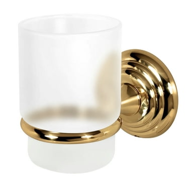 Alno A9070 Embassy 3' W Floating Frosted Glass Bathroom Cup Tumbler - Brass