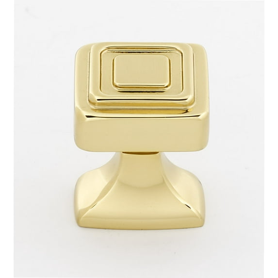 Alno A985-1 Cube 1" Elevated Square Luxury Solid Brass Cabinet Knob / Drawer Knob - Brass