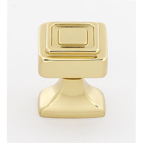 Alno A985-1 Cube 1" Elevated Square Luxury Solid Brass Cabinet Knob / Drawer Knob - Brass