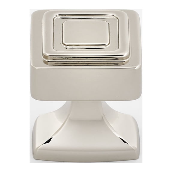 Alno A985-14-PN Cube 1-1/4" Embossed Square Transitional Luxury Solid Brass Cabinet Knob /