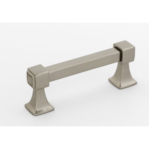 Alno A985-3-SN Cube 3" Center To Center Modern Bridge Style Solid Brass Square Cabinet
