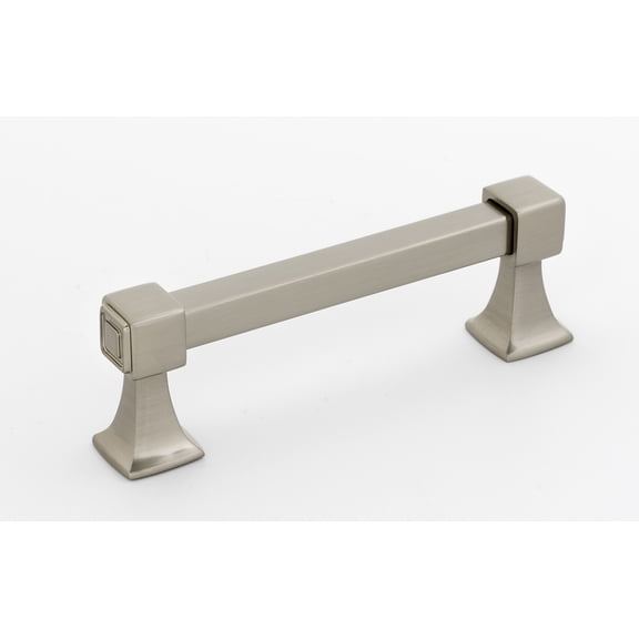 Alno A985-35-SN Cube 3-1/2" Center To Center Modern Square Solid Brass Cabinet Handle /