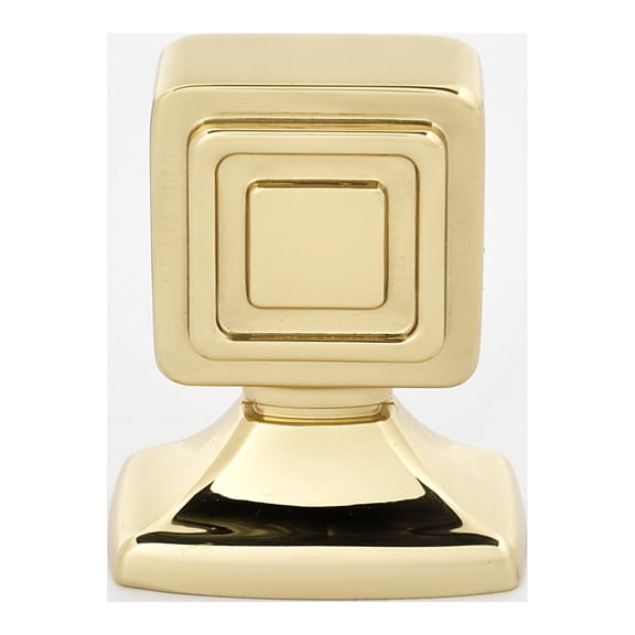 Alno A986-1-PB/NL Cube 1" Modern Glam Offset Square Rectangular Solid Brass Cabinet Knob /