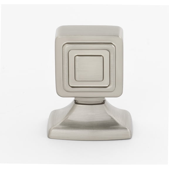 Alno A986-1-SN Cube 1" Modern Glam Offset Square Rectangular Solid Brass Cabinet Knob /
