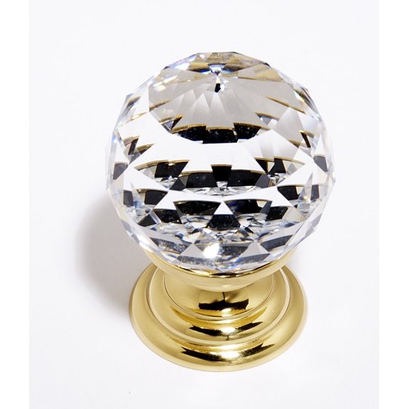 Alno Crystal Spherical Knob - Clear / Polished Brass
