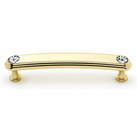 Alno C211-4-PB Swarovski Crystal 4" Cabinet Pull Polished Brass