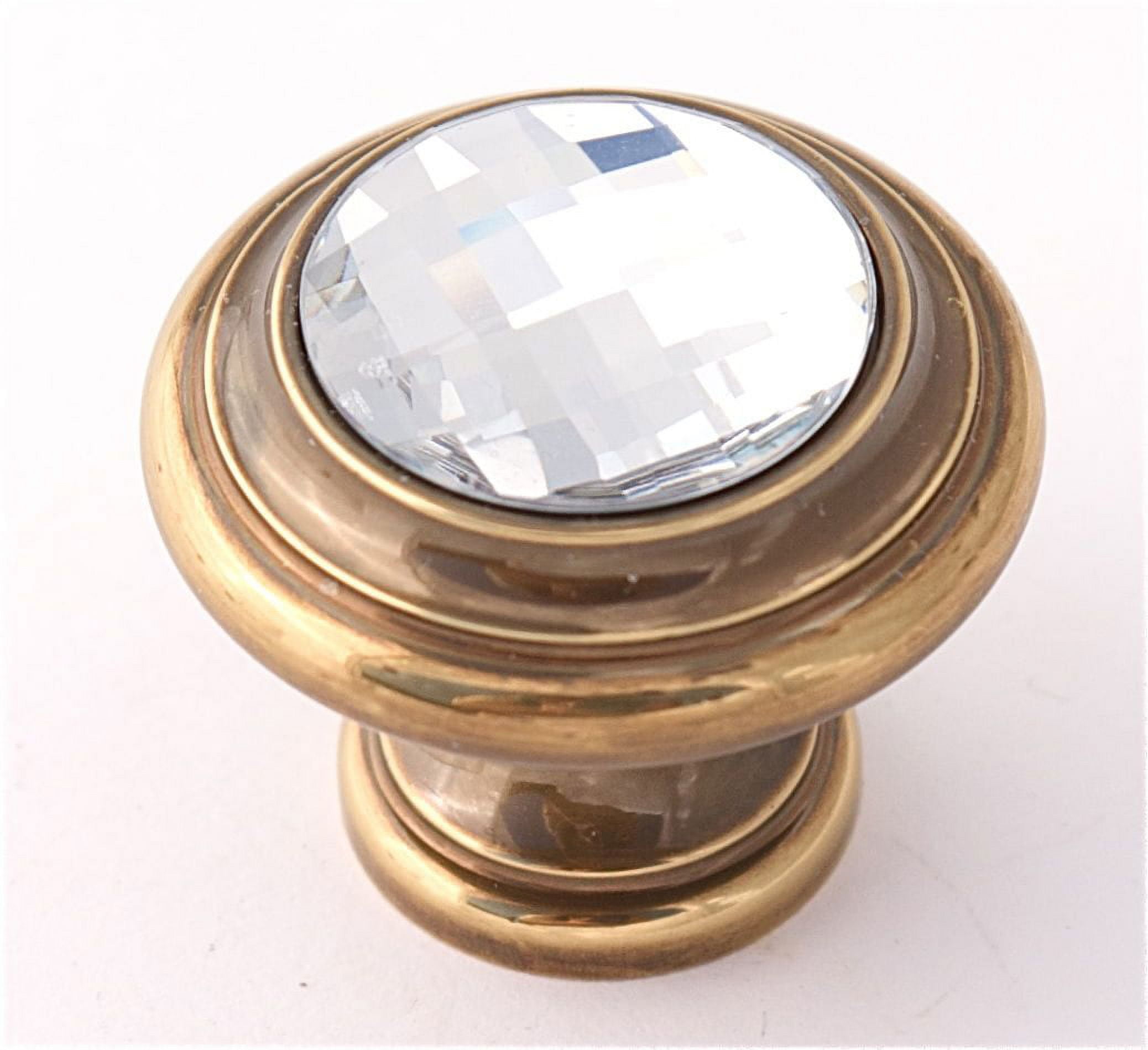 Alno Crystal Round Knob - Clear / Polished Antique
