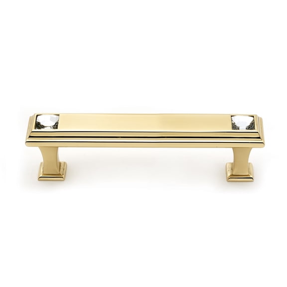 Alno C213-35-PB Swarovski Crystal 3-1/2" Cabinet Crystal Pull Polished Brass