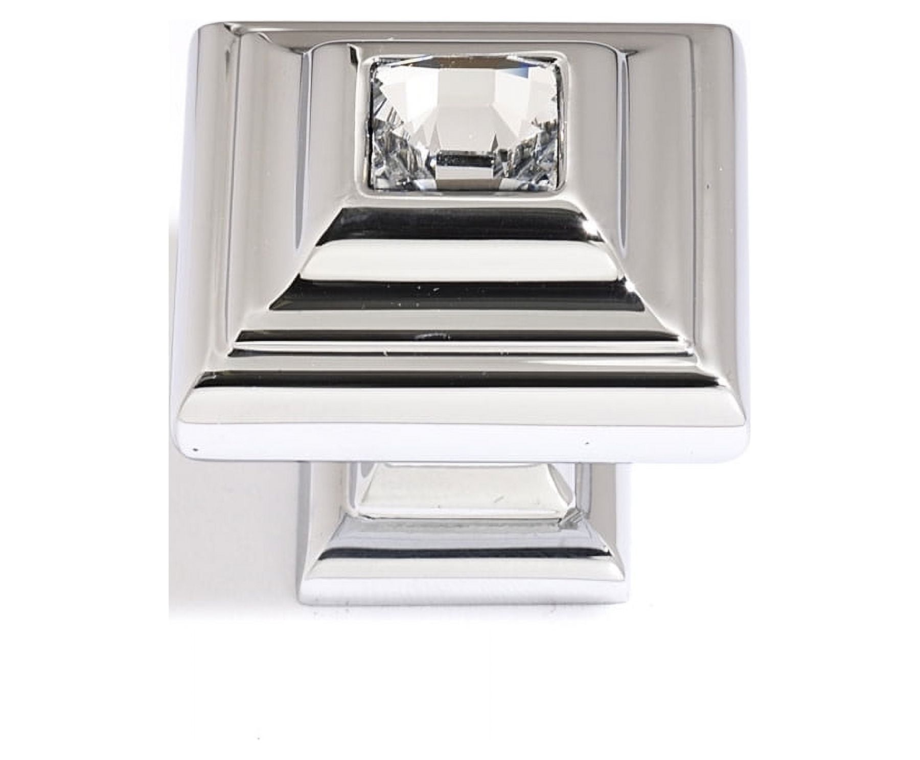 Polished Chrome Square Knob with Swarovski Crystal