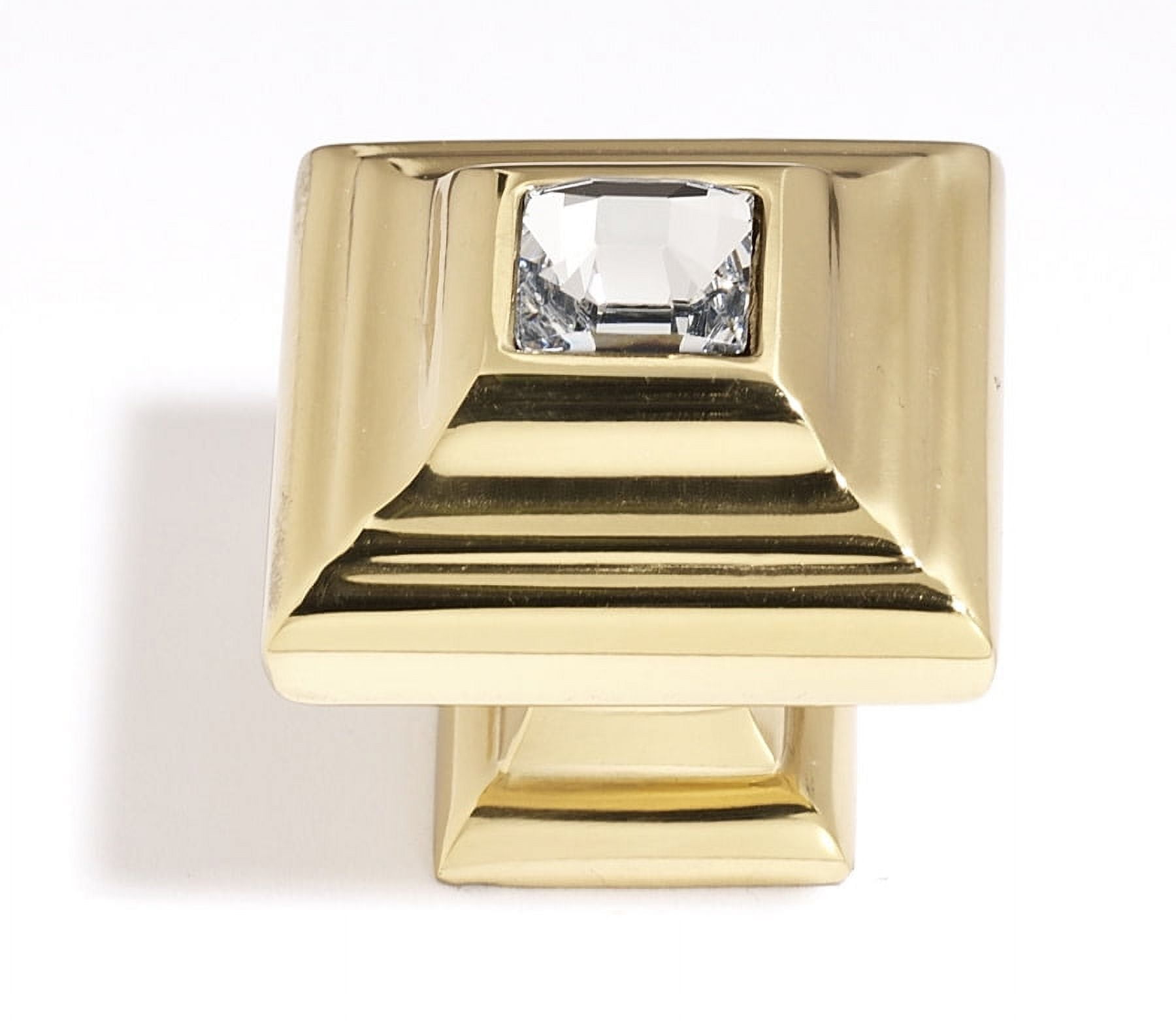 Alno 10mm Crystal Small Square Knob - Clear / Gold