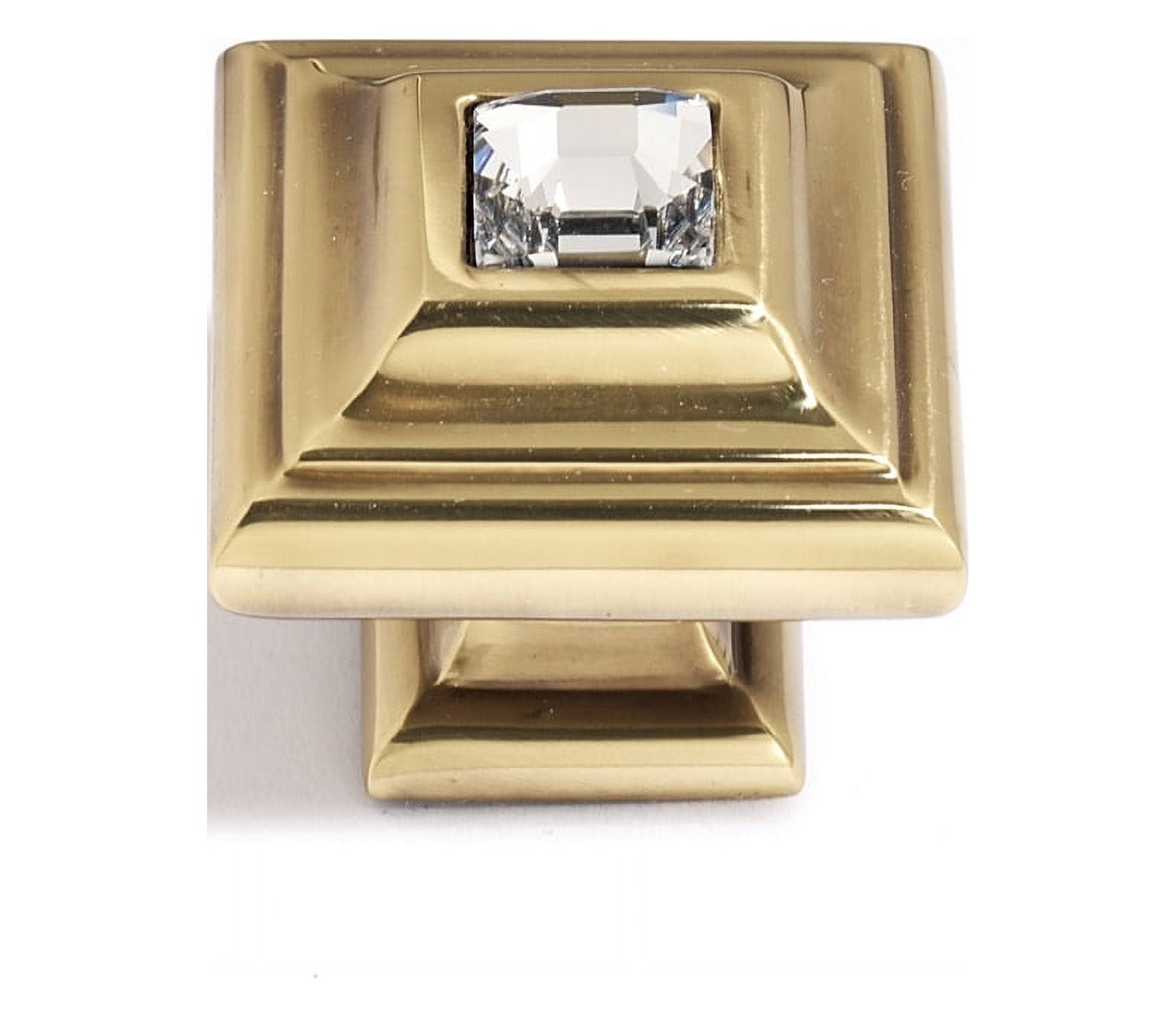 Alno 10mm Crystal Small Square Knob - Clear / Polished Antique