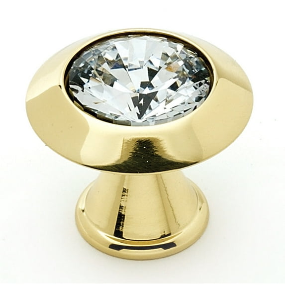 Alno C214 Crystal Series 1.25" Luxury Solid Brass Cabinet Knob - Brass