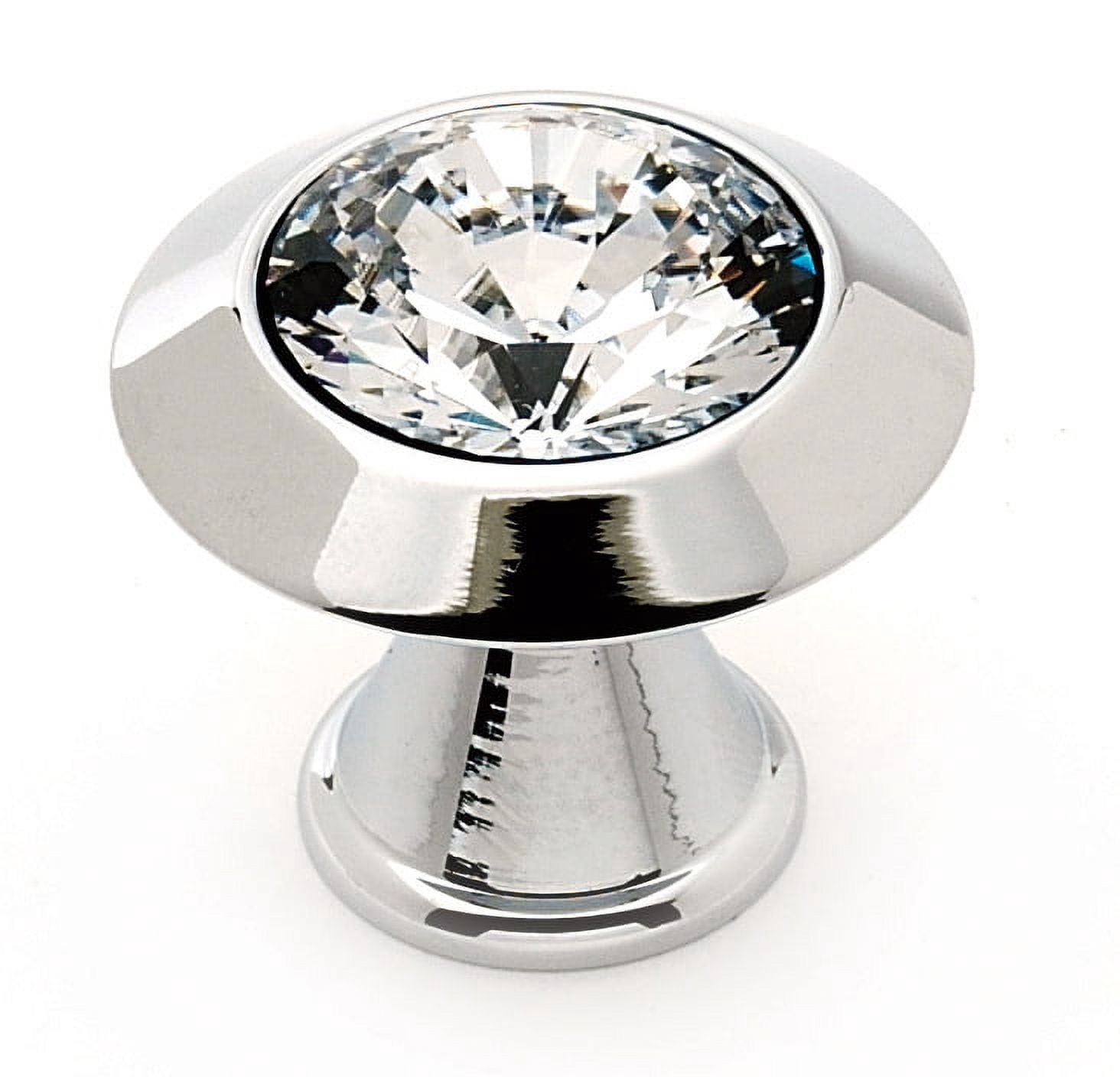 Alno 1 1/4" Art Deco Crystal Knob - Clear / Polished Chrome