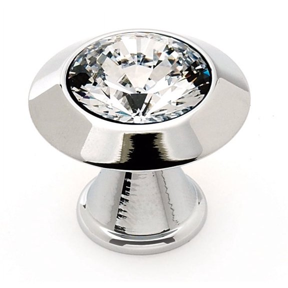 Alno 1 1/4" Art Deco Crystal Knob - Clear / Polished Chrome