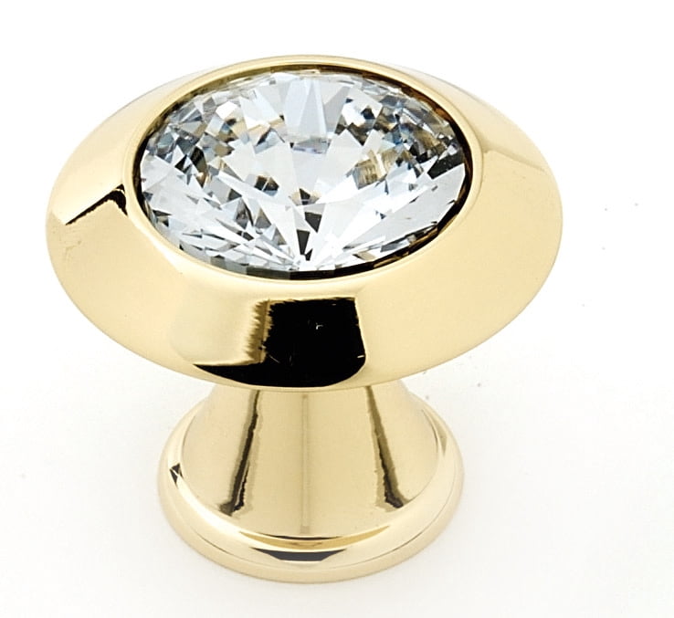 Alno C214-CLR/GLD Crystal Series 1.25" Luxury Solid Brass Cabinet Knob - Gold