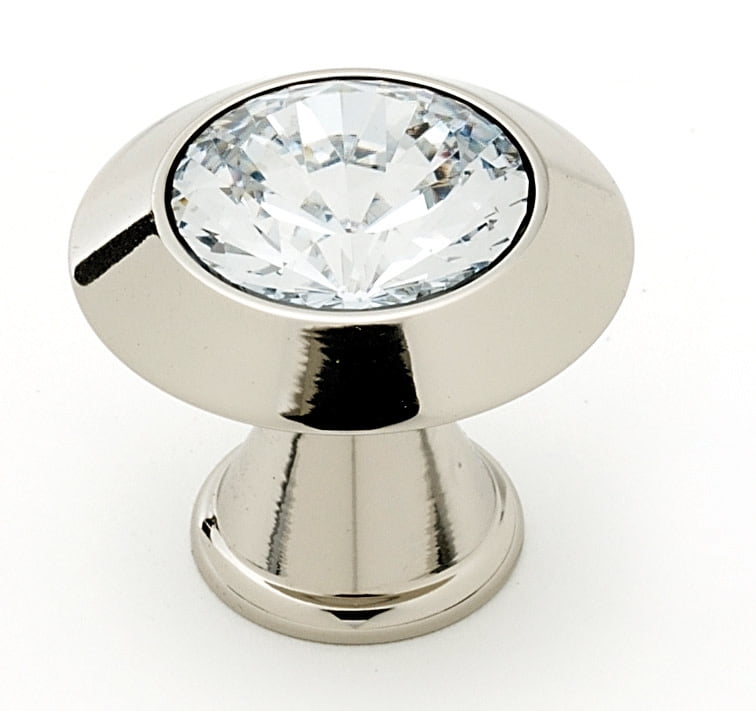 Alno 1 1/4" Art Deco Crystal Knob - Clear / Polished Nickel