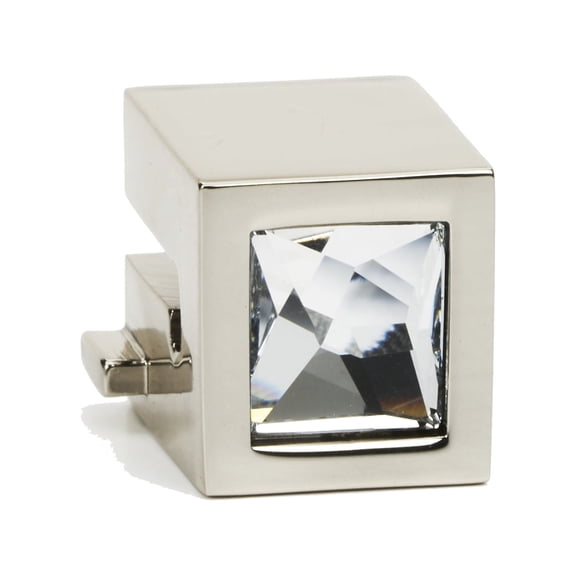 Alno C2671-PN Convertibles Solid Brass 9/16" Wide Large Crystal Square Ring Pull Mount For