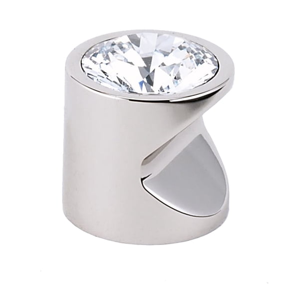 Alno C824-1-PN Contemporary Swarovski Crystal Cabinet Round Knob Polished Nickel