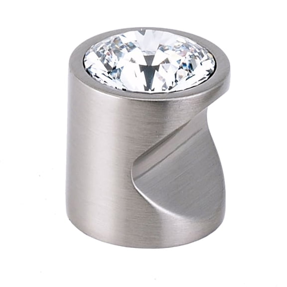 Alno C824-1-SN Contemporary Swarovski Crystal Cabinet Round Knob Satin Nickel
