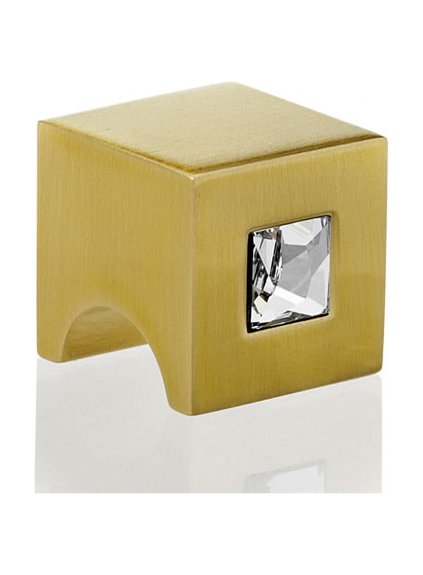 Satin Brass 1" Square Crystal Knob
