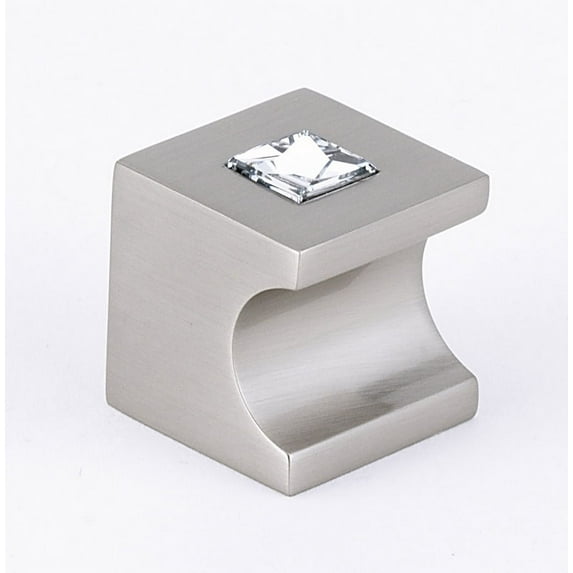 Alno C853-1-Sn Contemporary Swarovski Crystal Cabinet Square Knob Satin Nickel