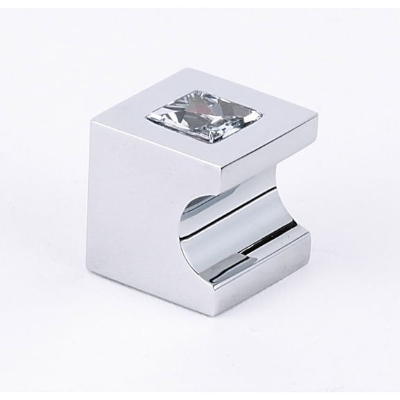 Alno C853-34-PC Contemporary Swarovski Crystal Cabinet Square Knob Chrome