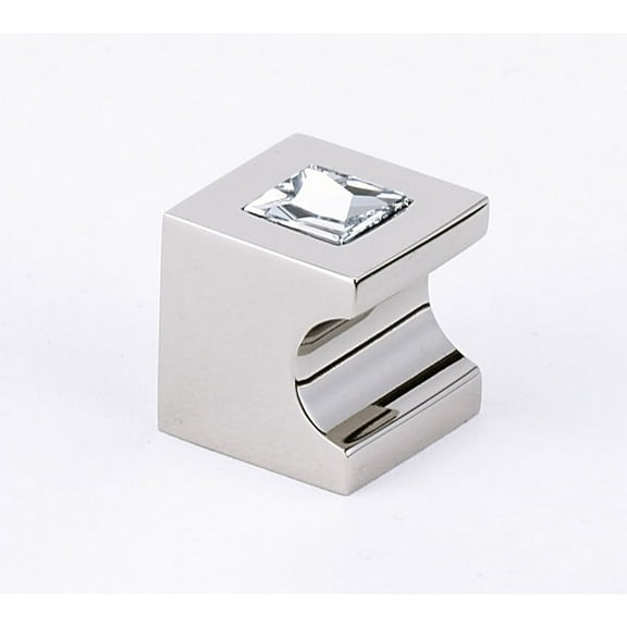 Alno C853-34-PN Contemporary Swarovski Crystal Cabinet Square Knob Nickel