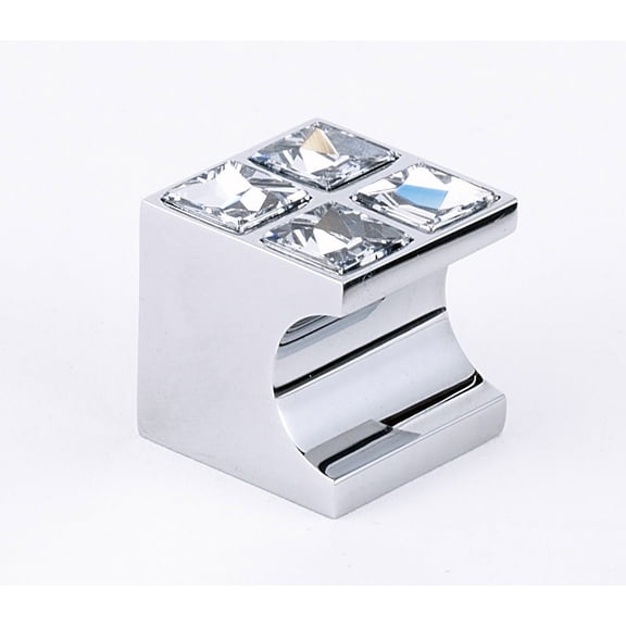 Alno 1" Contemporary II Knob With 4 Crystals - Clear / Polished Chrome