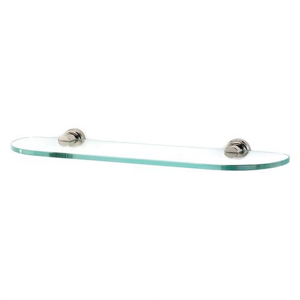 Elegant Oval Wood Wall Shelf with Beveled Glass, 18" W - Polished Nickel