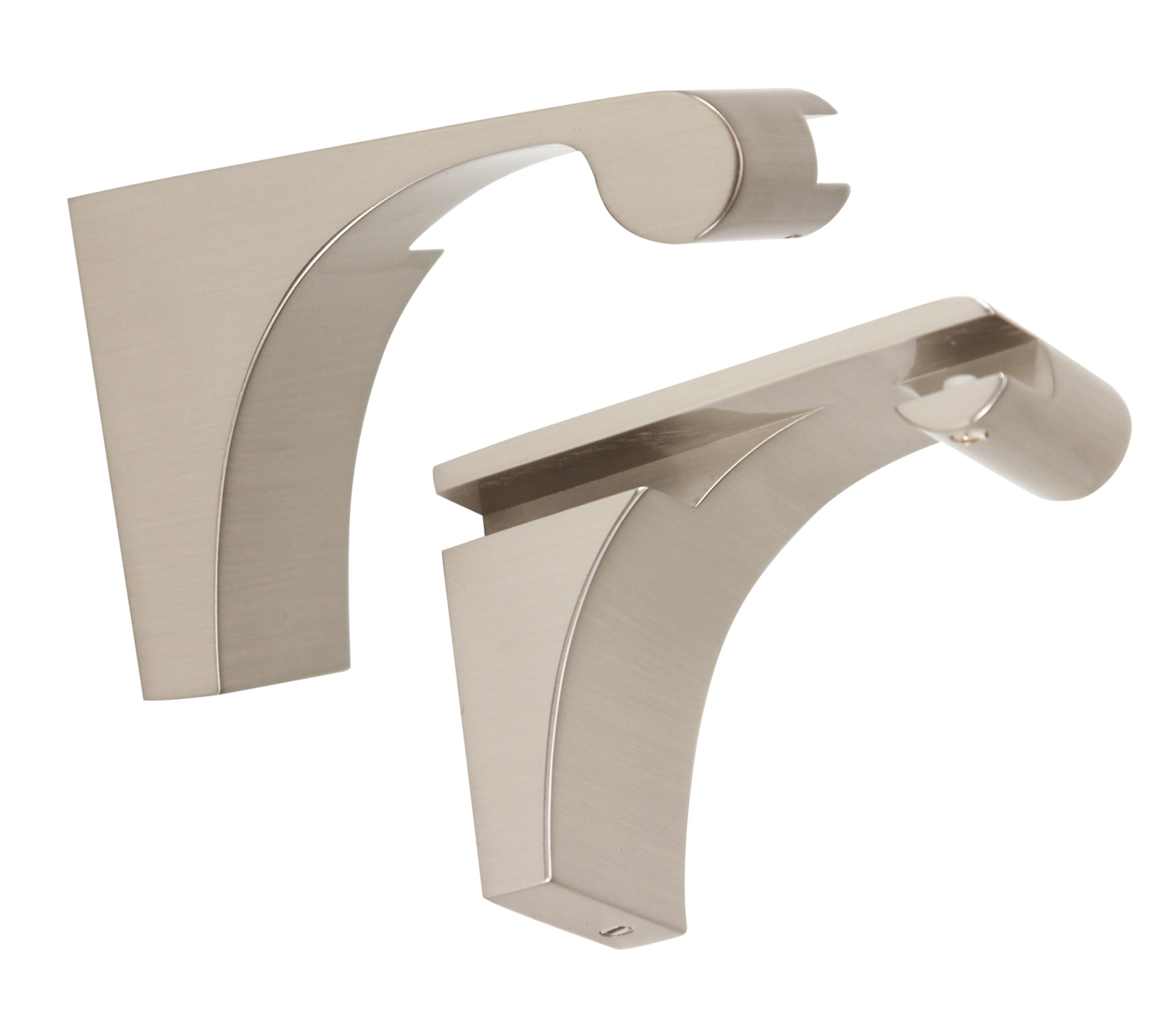 Luna Elegant Satin Nickel Shelf Brackets with Brass Base, Set of 2